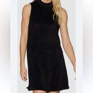 Michael Stars Women's Black Vali Velvet Mock Neck Shift Dress | Medium